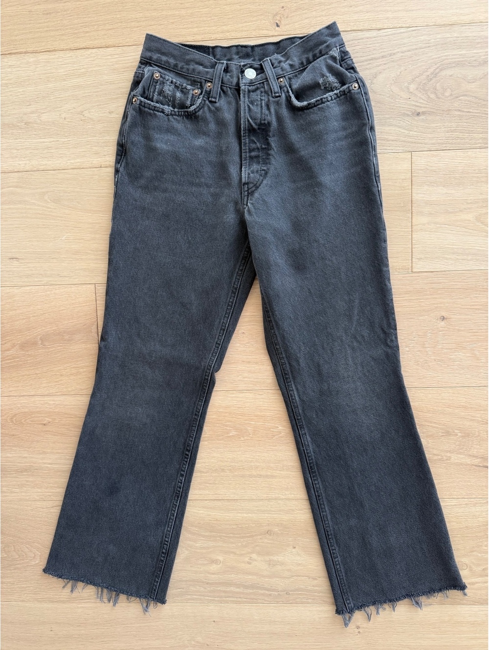 RE/DONE 70s Bootcut Jeans Black High Rise 100% Cotton Size 25
